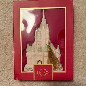 Lenox Ivory Castle Ornament with Gold and Green Accents